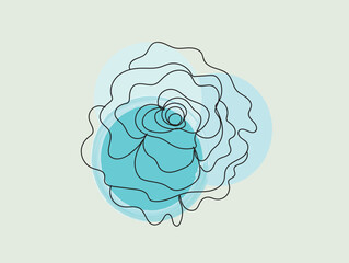 Abstract Blue Flower Line Art Illustration Design Element