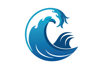 Obraz premium blue ocean wave vector illustration on white background