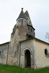 Naklejka premium église Saint Pierre ès Liens, Biganon, Landes, 40, France