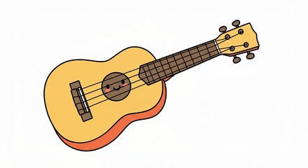 Cartoon ukulele illustration for childrens music