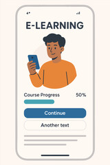 E-learning App Student Studying Course on Mobile Phone