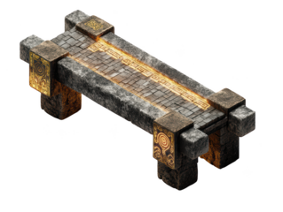 Ancient stone bridge game asset fantasy design 3d model medieval on transparent background ruins