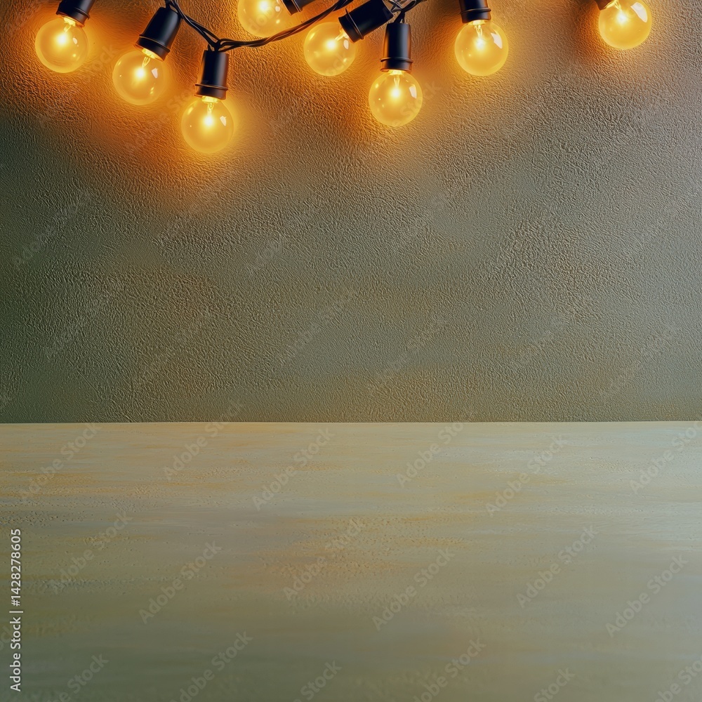 Poster festive table adorned with an array of colorful lights creating a magical atmosphere for gatherings