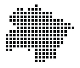 Symbol Map of the City Hamm (Germany) showing the city with a pattern of just a few black squares