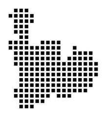 Symbol Map of the City Hanau (Germany) showing the city with a pattern of just a few black squares