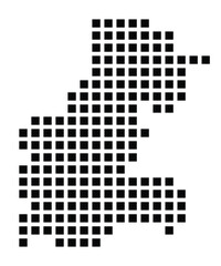 Symbol Map of the City Heidenheim an der Brenz (Germany) showing the city with a pattern of just a few black squares