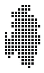 Symbol Map of the City Iserlohn (Germany) showing the city with a pattern of just a few black squares