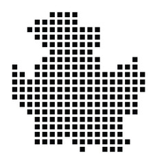 Symbol Map of the City Kamp-Lintfort (Germany) showing the city with a pattern of just a few black squares