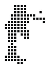 Symbol Map of the City Kehl (Germany) showing the city with a pattern of just a few black squares