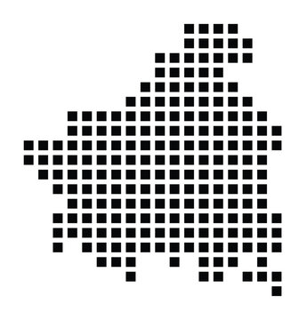 Symbol Map of the City Kaufbeuren (Germany) showing the city with a pattern of just a few black squares
