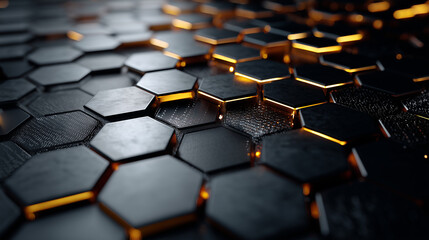 Fototapeta premium Futuristic Hexagonal Grid with Glowing Edges