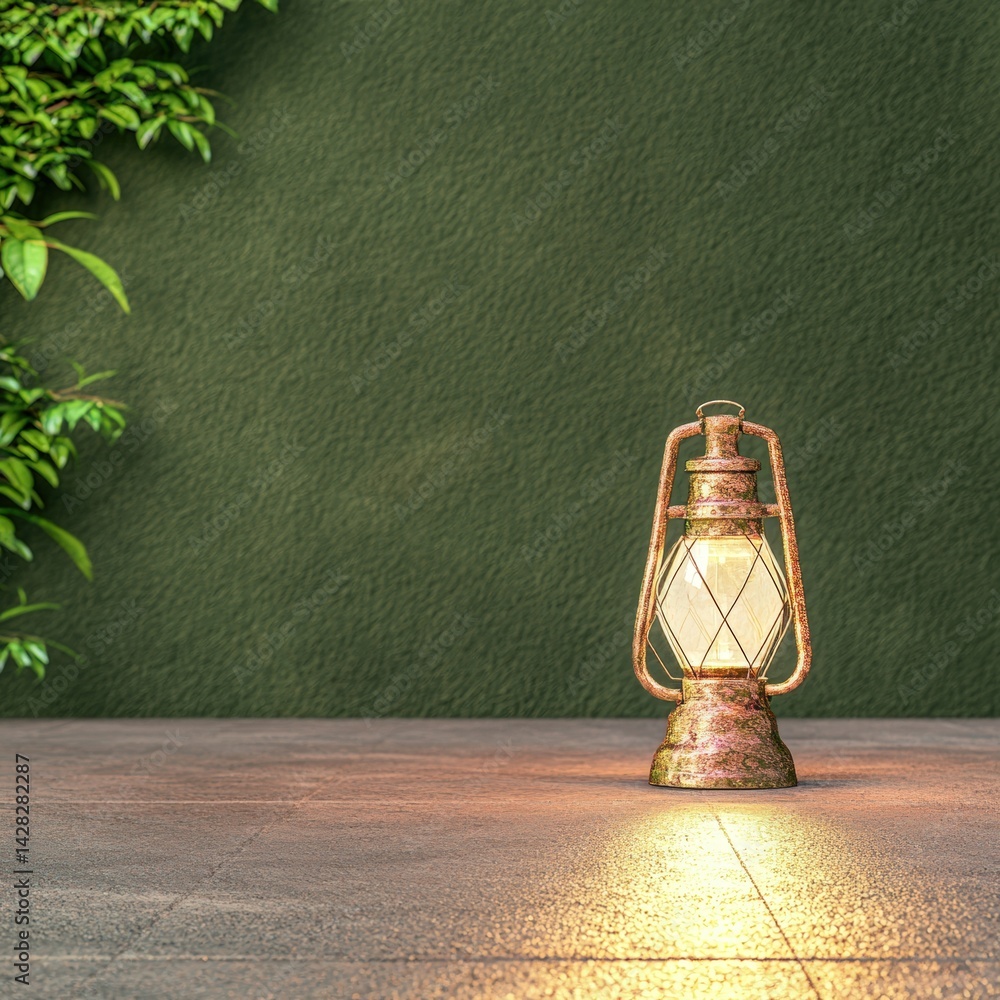 Poster a beautiful lantern placed on a table creating a soft glow and enhancing the room's decor