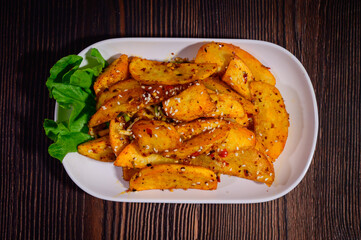 Delicious fried chicken and potatoes make for a hearty meal