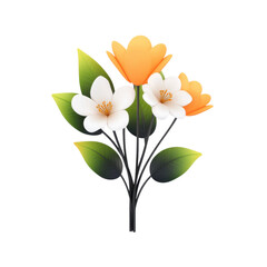 Obraz premium Floral arrangement display studio digital art bright colors close-up. Isolated on transparent background, png.