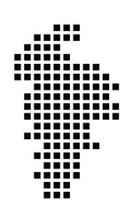 Symbol Map of the City Zwickau (Germany) showing the city with a pattern of just a few black squares