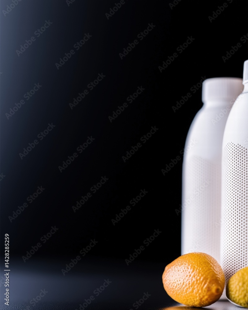 Aufkleber refreshing bottle of water with a fresh lemon sliced on the side creating a zesty drink option