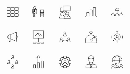 set of web icons in line style eps 