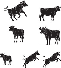 silhouettes of cow vector