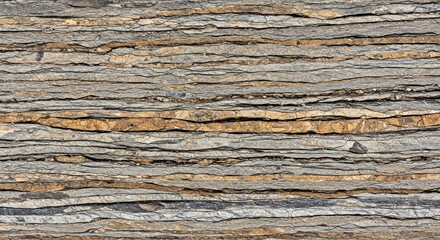 Layered Earth: A close-up view of geological marvel. revealing the captivating textures and intricate patterns of stratified rock formation.