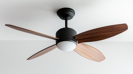 Modern ceiling fan with wooden blades