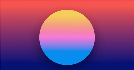 Yellow, Pink, Blue Oval Over Orange, Red, Blue Background Abstract Vector Gradient Shapes