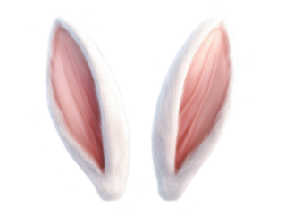 Adorable white bunny rabbit ears realistic soft fur easter 3d pet art cute on transparent background