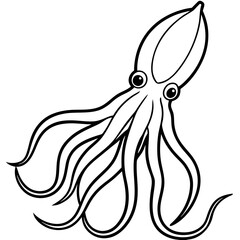 Modern Squid Line Art Design