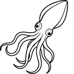 Modern Squid Line Art Design