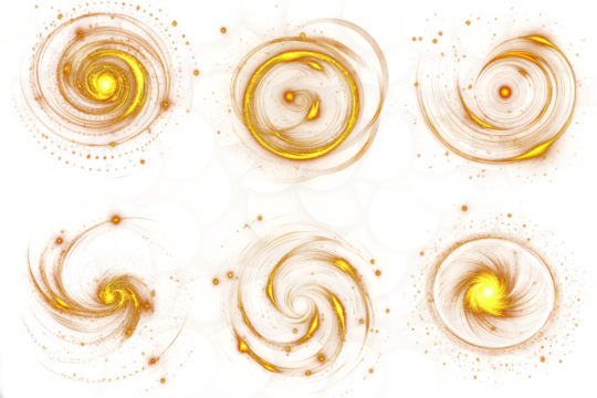 Abstract glowing light effect vector set of swirling lines and circles, 