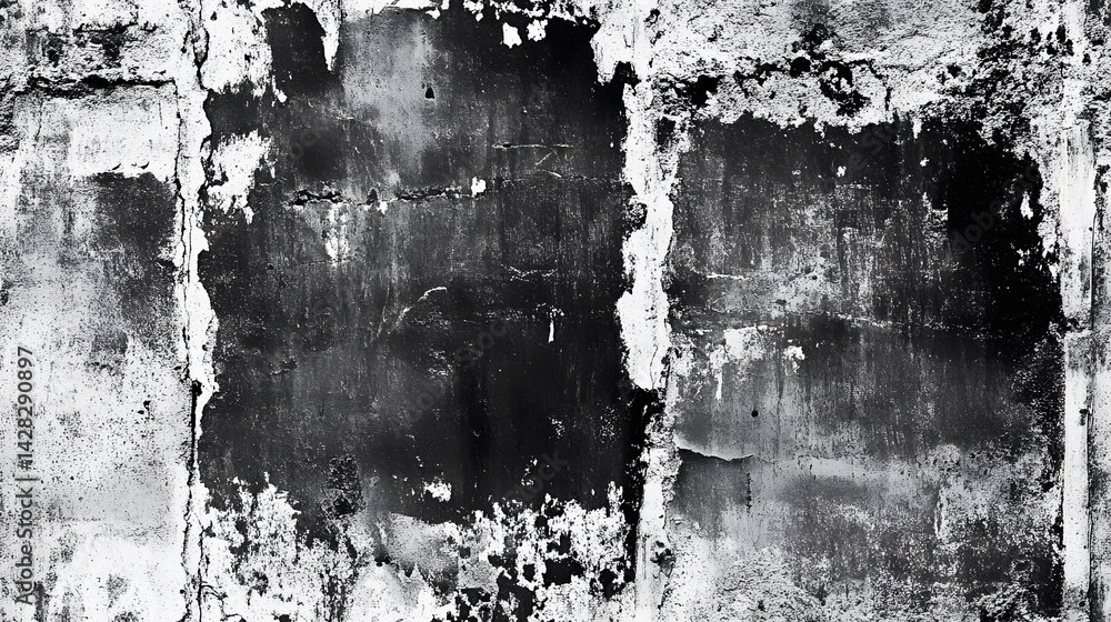 Poster weathered concrete wall texture with various patterns and tones.