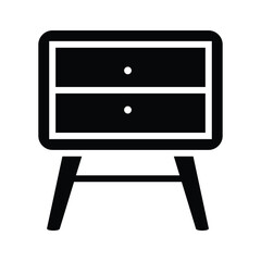 A handy icon of wooden sidetable designed in glyph style
