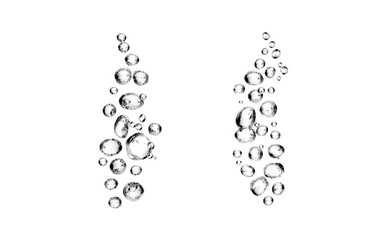 Water has a white background with bubbles and oil. Abstract underwater background isolated on white and blue water drops as a close-up liquid natural shot. Beautiful oxygen bubbles.