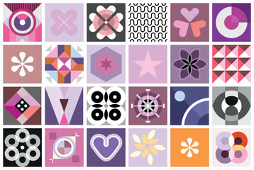 Set of decorative vector geometric shapes, patterns and design elements. 