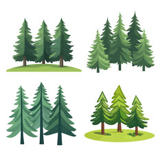 Obraz premium Flat Forest Pine Tree Icon