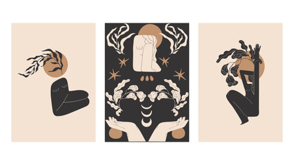 Magic abstract modern feminine figures women