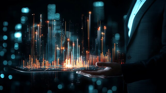 Urban environment business data visualization interactive graphics in a digital workspace