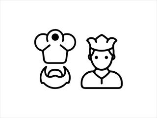 Simple black line art chef icon set