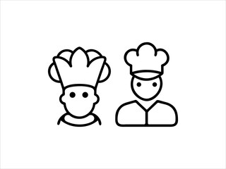 Simple black line art chef icon set
