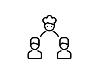 Simple black line art chef icon set