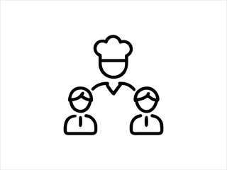 Simple black line art chef icon set