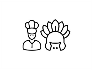 Simple black line art chef icon set
