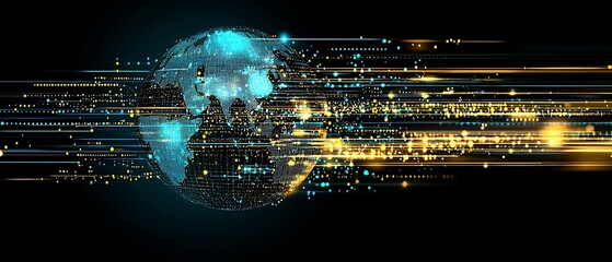 Dynamic global connectivity digital world abstract visualization futuristic creative concept