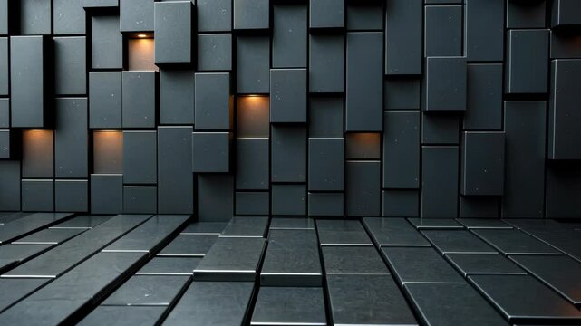 Dark, geometric wall and floor design