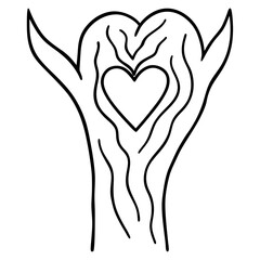 Nature-Inspired Carved Heart Line Drawing