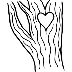 Nature-Inspired Carved Heart Line Drawing