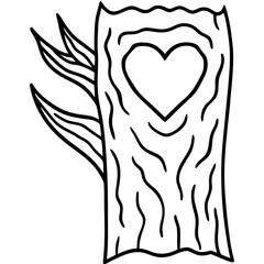 Nature-Inspired Carved Heart Line Drawing