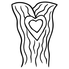 Nature-Inspired Carved Heart Line Drawing
