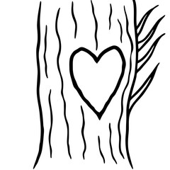 Nature-Inspired Carved Heart Line Drawing