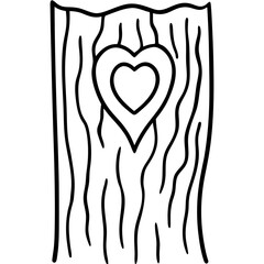 Nature-Inspired Carved Heart Line Drawing