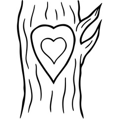 Nature-Inspired Carved Heart Line Drawing